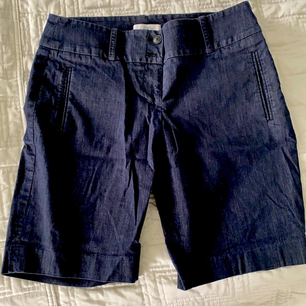 Loft Bermuda shorts. Dark wash denim